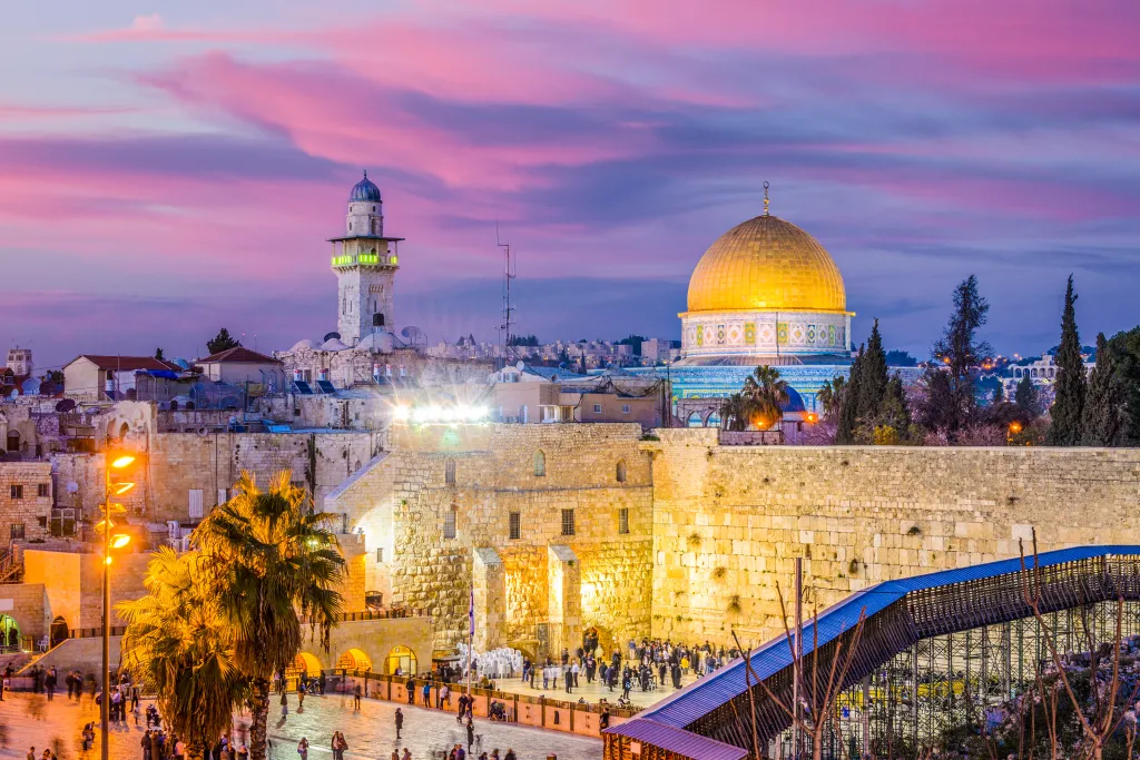 Panoramic view of Jerusalem at twilight